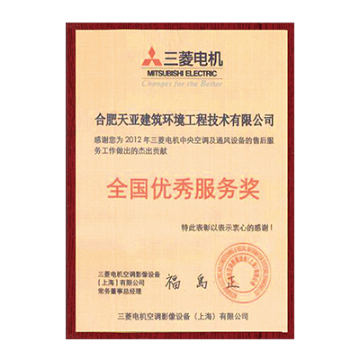 全國(guó)優(yōu)秀服務(wù)獎(jiǎng)